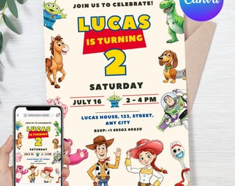 Toy Story Birthday Invitation, Editable Toy Story Bday Evite, Toy Story Birthday Party, Kids Bday Evite, Instant Download, Canva Editable
