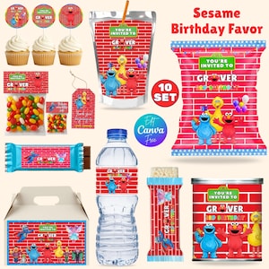 Sesamstraße Ziegel Gastgeschenk, Elmo Geburtstag, Sesamchips Tasche, Elmo Gastgeschenke, Sesamstraße Gastgeschenke, Sesamchip, Capri Sonne