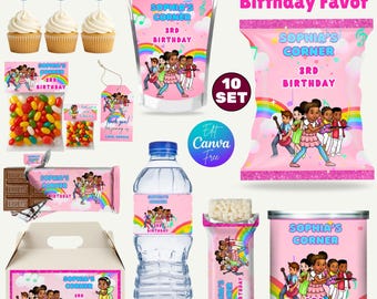 Gracies Corner Birthday Party Favors, Gracies Corner Party, Editable Kids Corner, Gracies Corner Chips Bag, Gracies Corner And Friends Party