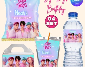 Saja Boys Kpop Party Favor Bundle, Kpop Printable Cosplay Party Decor, KPop Demon Hunters Printable, Demon Hunter Birthday Party Favors