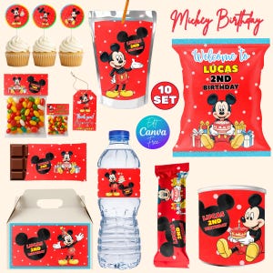 Cadeaux d'anniversaire Mickey Mouse, clubhouse Mickey Mouse, accessoires de fête souris, cadeau d'anniversaire souris, anniversaire souris à imprimer, kit de fête souris