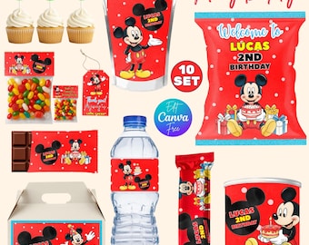 Recuerdos para fiesta de cumpleaños de Mickey Mouse, La Casa de Mickey Mouse, Recuerdos para fiesta de ratón, Recuerdo para fiesta de ratón, Imprimible de cumpleaños de ratón, Kit para fiesta de ratón