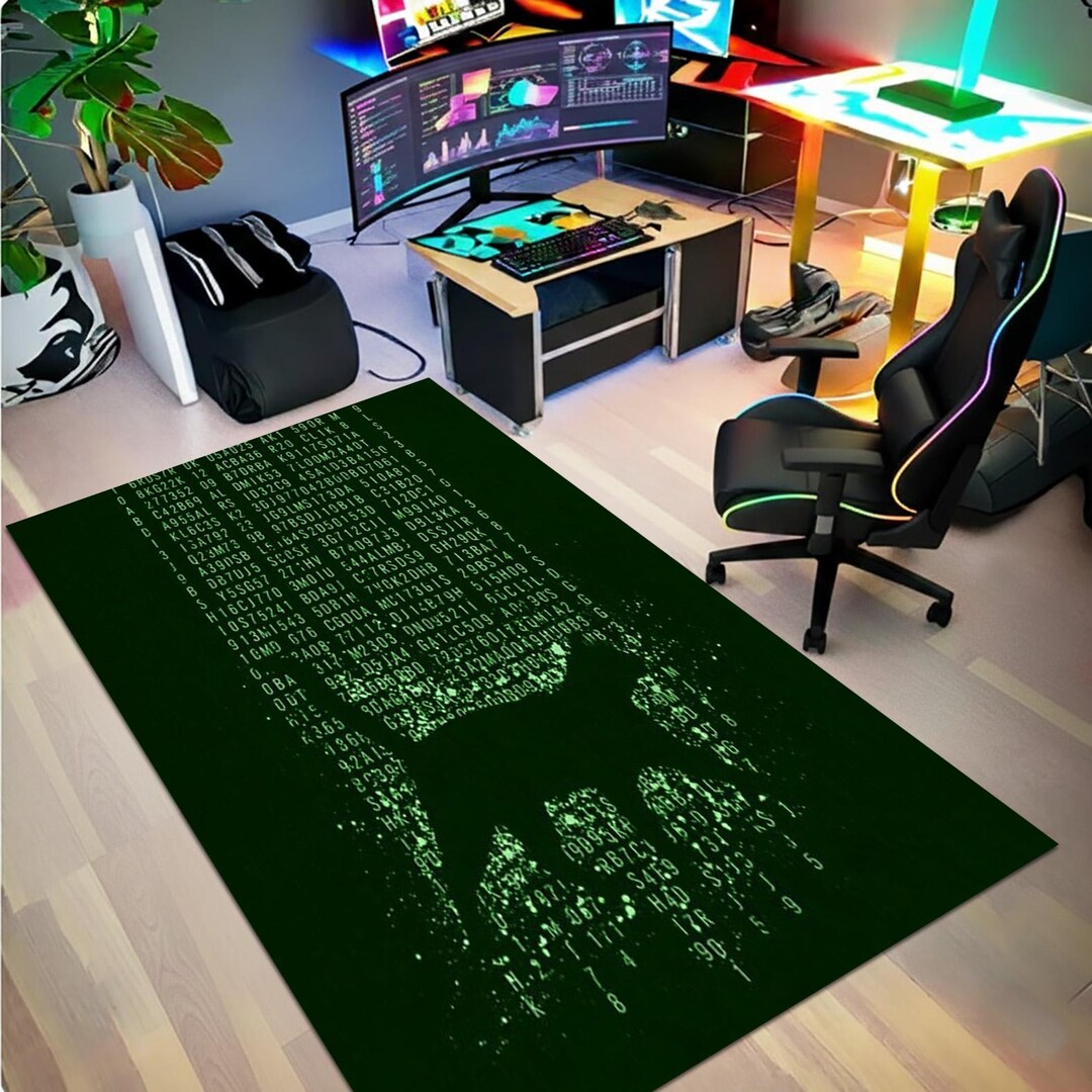 Binary Code Textile Rug Binary Code Themed Area Rug, Glitch Pattern Mat, Digital Rain Carpet ...