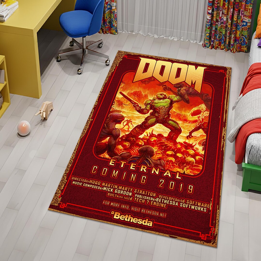Gamer Room Decor, Sci Fi Action Themed Rug, Red Movie Style Carpet ...