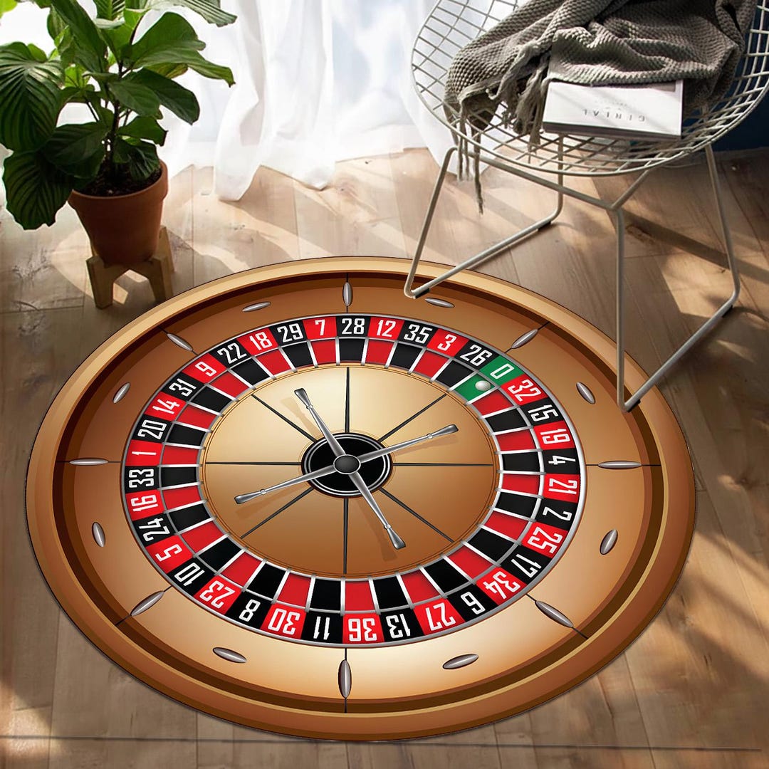 Roulette Rug Casino Roulette Round Rug, Gambling Theme Floor Mat, Luxury Vegas Style ...