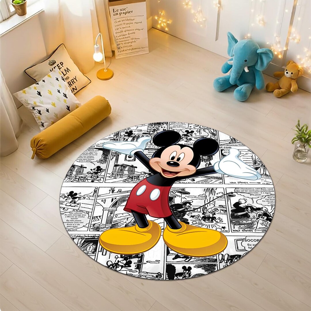 Mouse Rug 2000 Mickey Mouse Rug, Cartoon Mouse Round Rug, Vintage Comic Nursery Mat - Etsy