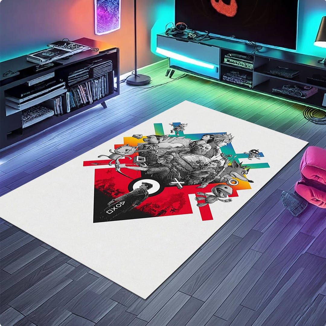 Reference Game Store Rug Video Game Collage Rug, Iconic Characters Carpet, Gamer Room Decor ...