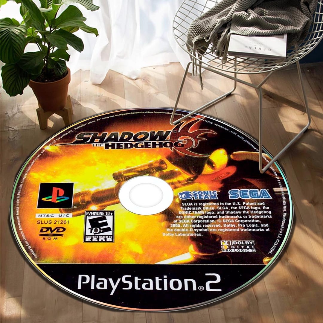 Retro Action Game Disc Rug, Vintage Console Media Illustration Mat ...