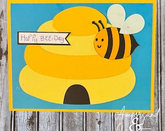 Handmade 3D Bee Birthday Card | 'Happy Bee-Day' Pun