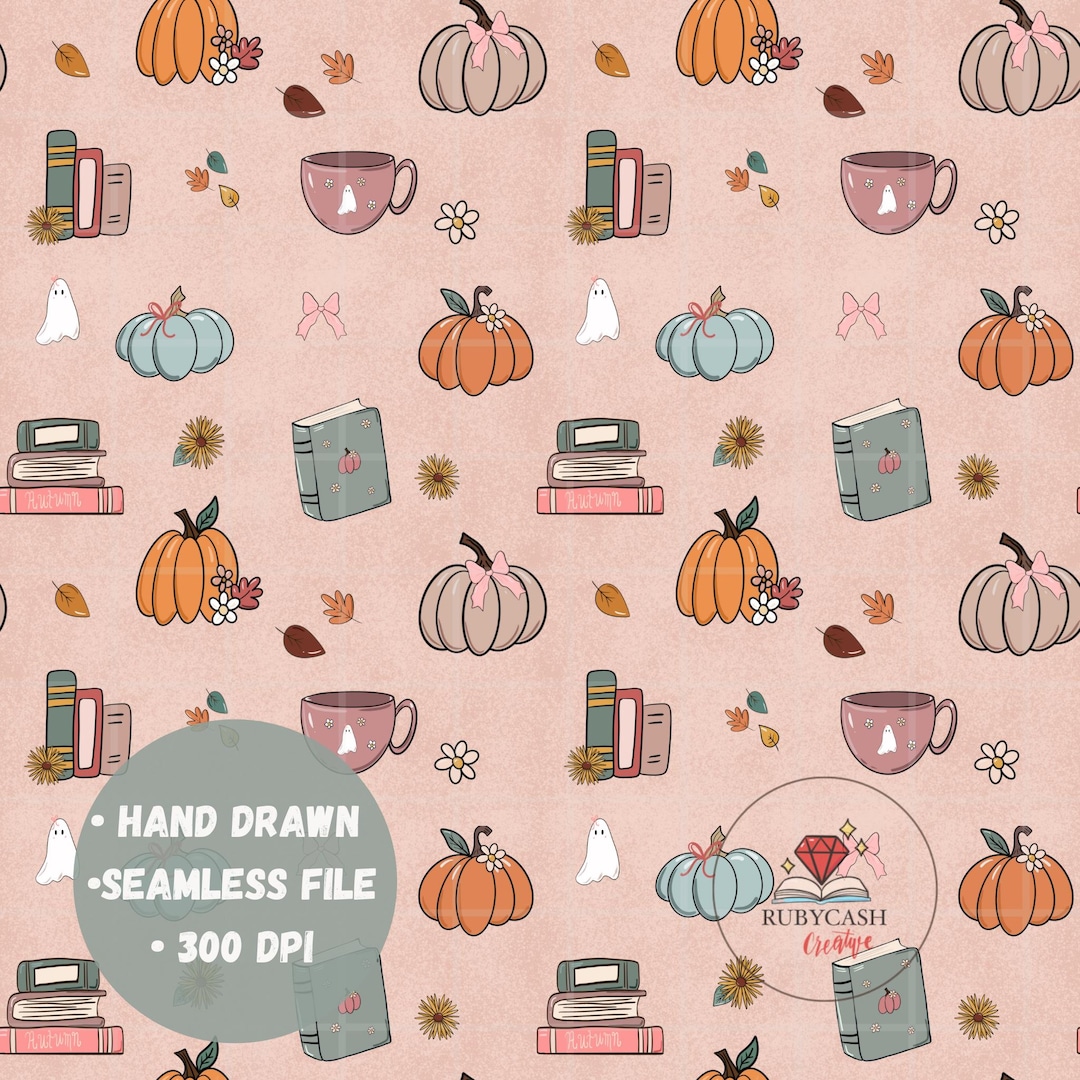 Coquette Pumpkin Fall Seamless Pattern PNG Blush - Etsy