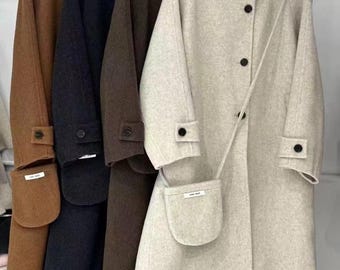 Handmade 100% Wool Coat Elegant Women's Winter Overcoat