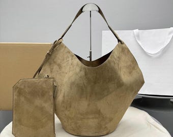 Italian Suede Tote Bag: Elegant Handbag Large size Luxury Bag