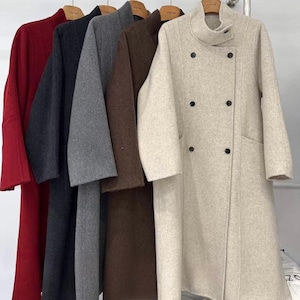 100% Cashmere Coat Handmade Luxury Winter Overcoat Women’s Elegant Long Wool Jacket Sustainable Fashion