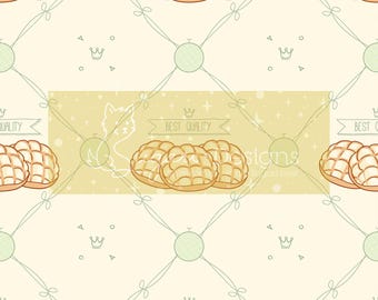 Cute Melon Bread - Diamond Seamless Pattern - PNG 300 DPI kawaii Japanese melon bread