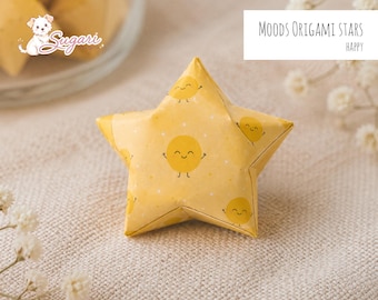 Origami Mood Stars Printable Mood Tracker Strips | DIY Lucky Stars | Self-Care Activity | Classroom | Counseling Feelings Jar | DIGITAL ONLY