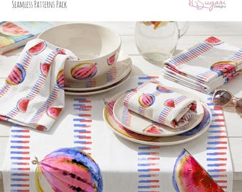 Watermelon Daydream Picnic Collection | Seamless Patterns | 13" x 13" | DIGITAL ONLY