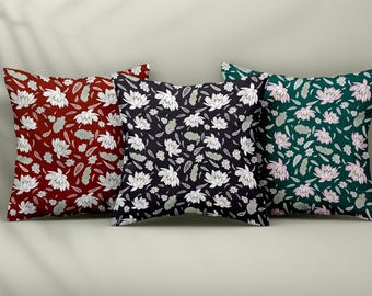 White Lotus with Cute Ghosts Seamless Pattern - 300 DPI Multiple Color Variations Included - PNG Only