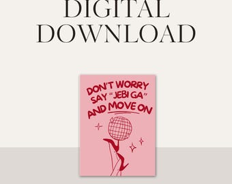 Digital Print "Don't Worry Say Jebi Ga" | Funny Balkan Poster | Ex-Yu Saying | Retro Party Art Print | Digital Download Christmas Gift