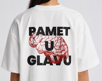 Camiseta Pamet U Glavu, Camiseta Balkan Streetwear, Camiseta Oversized com Estampa nas Costas, Camiseta Croata, Sérvia e Bósnia, Camiseta com Declaração Ousada