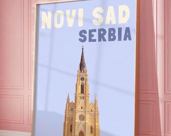 Novi Sad Serbia Poster, Balkan Travel Print, Serbia Wall Art, Novi Sad Cathedral Print, Balkan Home Decor, Gift for Serbians