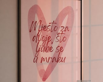Mjesto Za Dvoje Poster, Letu Štuke Inspired Wall Art, Balkan Music Poster, Bosnian Croatian Serbian Decor, Love Quote Print