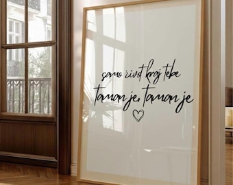 Cartaz de Halid Bešlić "Samo život kraj tebe taman je" | Arte de parede com citação dos Balcãs | Arte bósnia | Presente para os fãs dos Balcãs