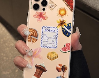 Bosnia Phone Case, Bosnian iPhone Case, Bosnia and Herzegovina Aesthetic Case, Balkan Collage, Sarajevo Gift, Clear Phone Cover