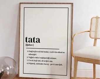 TATA Definition Poster – Croatian Wall Art | Lovely Typography Poster | Gift for Father's Day, Birthday & Home, and Christmas