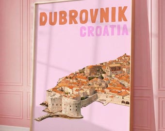 Dubrovnik Croatia Poster, Old Town Print, Dubrovnik Poster, Dalmatia Wall Art, Croatia Summer Decor, Travel Print, Mediterranean Poster