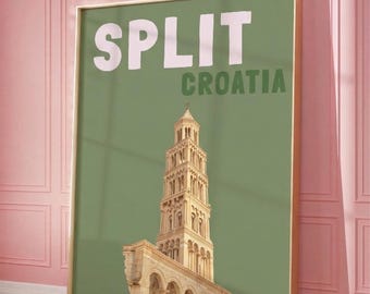 Split Croatia Poster, Dalmatia Travel Print, Split Wall Art, Croatia Summer Poster, Balkan Travel Decor, Split Print, Mediterranean Decor