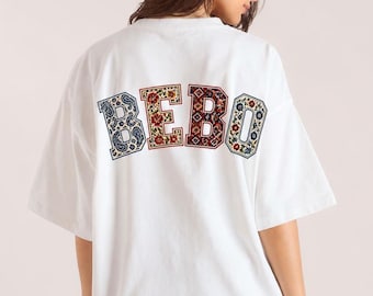 Camiseta Bebo, estilo streetwear balcânico, camiseta oversized com estampa nas costas, camiseta croata, sérvia e bósnia, moda eslava minimalista.