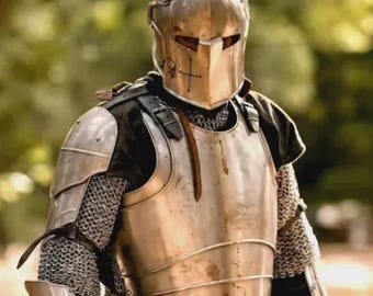 Medieval Knight Full Body Plate Armor –Barbute Warrior Steel Armor for LARP & Costume Play