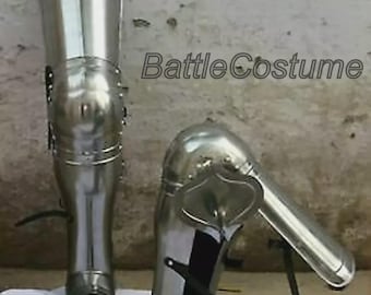 Conjunto de armadura de pierna de combate medieval SCA LARP, protección de pierna de acero, armadura de caballero para Cosplay
