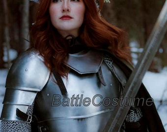 Handgefertigte Ganzkörperpanzerung aus Stahl | Mittelalterliche Lady Knight Cosplay
