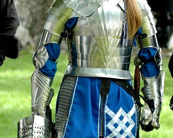 Women Warrior Medieval Armor Suit | Steel Plate Female Knight Costume | Renaissance Fair & Christmas Gifts