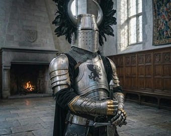 Stahl Templar Griffin Knights Rüstung - Handgefertigte mittelalterliche Kreuzritter Rüstung aus dem 14.Jhdt für LARP & Cosplay