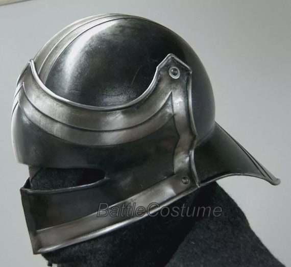 Dark Knight Sallet Helmet | Blackened 18G Steel Medieval Armor Helmet for LARP & Reenactment