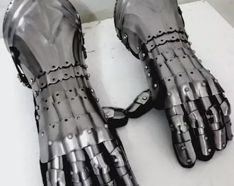 Handcrafted 18GA Steel Gauntlets | Medieval Gothic Finger Armor Gloves for LARP & Cosplay Reenactment