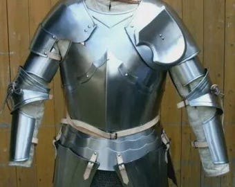 Armadura de media armadura medieval hecha a mano / Disfraz de armadura de guerrero caballero / Ideal para LARP, cosplay y Halloween