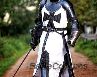 Medieval Black Templar Armor | Crusader Knight Steel Suit | Reenactment & Cosplay For Christmas Gifts