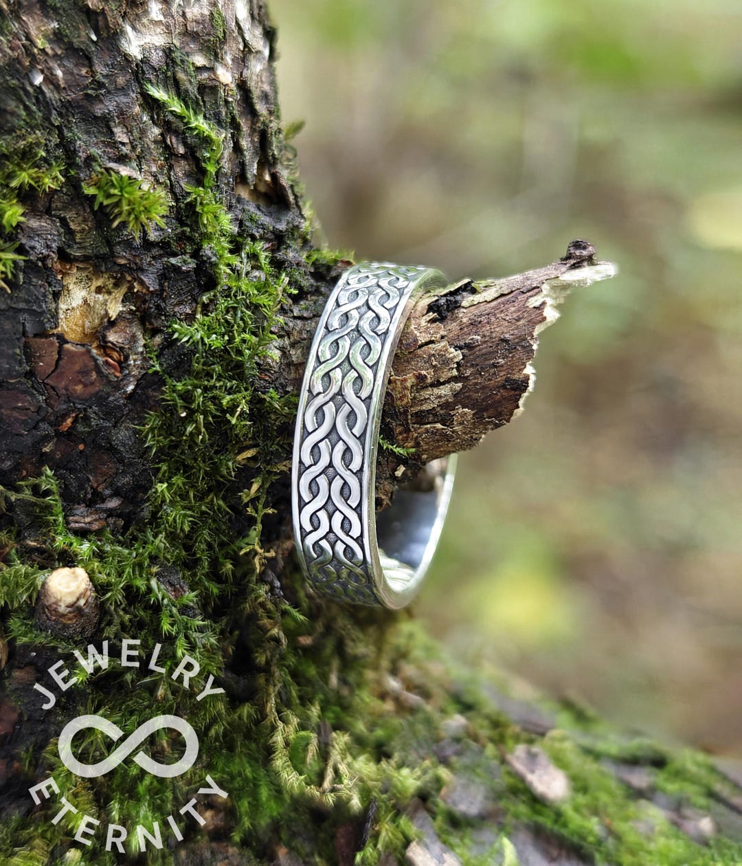 Sterling Silver Braided Rope Wedding Band, Oxidized Eternity Ring (5mm ...