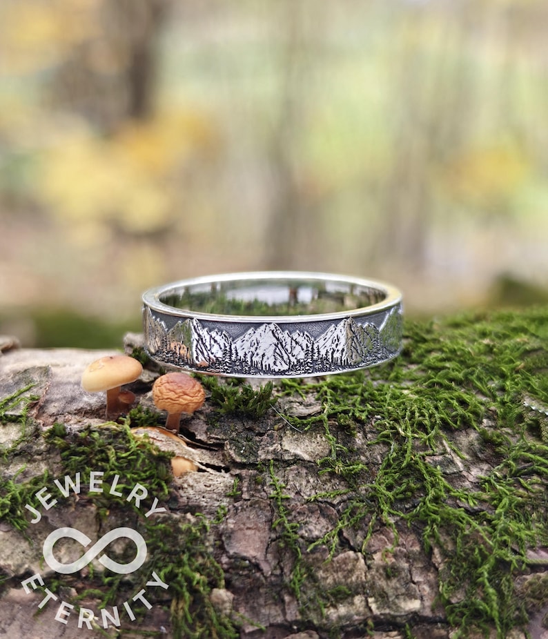 Mountain & Forest Landscape Ring – Sterling Silver Nature-inspired ...