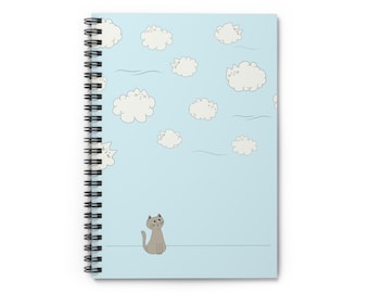 Daydreaming Cat Notebook - Spiral, Ruled Line