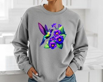 African Violets Flowers Hummingbirds Home Flower Garden Sublimation PNG | Digital Download | Clipart for T-Shirts, Mugs, Tumblers