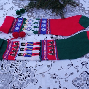 Sale Lot of 2 stockings, socks for Santa gifts. Never used. Excellent condition. Acrylic. 24&quot; and 22&quot;LHoliday.  Gift idea.Christmas.