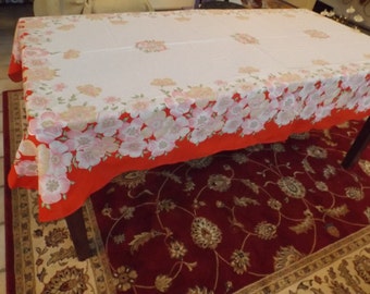 116" Luxury huge NEW festive tablecloth.RARE. Collectible.Private collection. Big family. Banquet, wedding. יום שבת great gift.New old stock