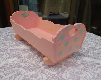 Wooden Doll house furniture, large swinging cradle. Gift idea. 17"L, 8,5"W,  8"H,