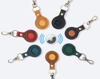 Leather AirTag Holder, Personalized AirTag Holder, AirTag Leather Case, Custom AirTag Keychain, Leather Keychain
