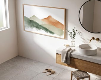 Watercolor Mountain Print - Boho Earth Tone Landscape (Digital Download)