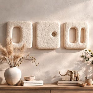 Teksturowana rzeźba ścienna do salonu Wabi sabi organic art